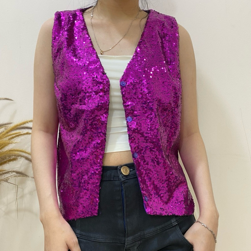 SERESHOP Vest Wanita Bling Bling/Baju Line Dance/Atasan buat Dance maupun Perform