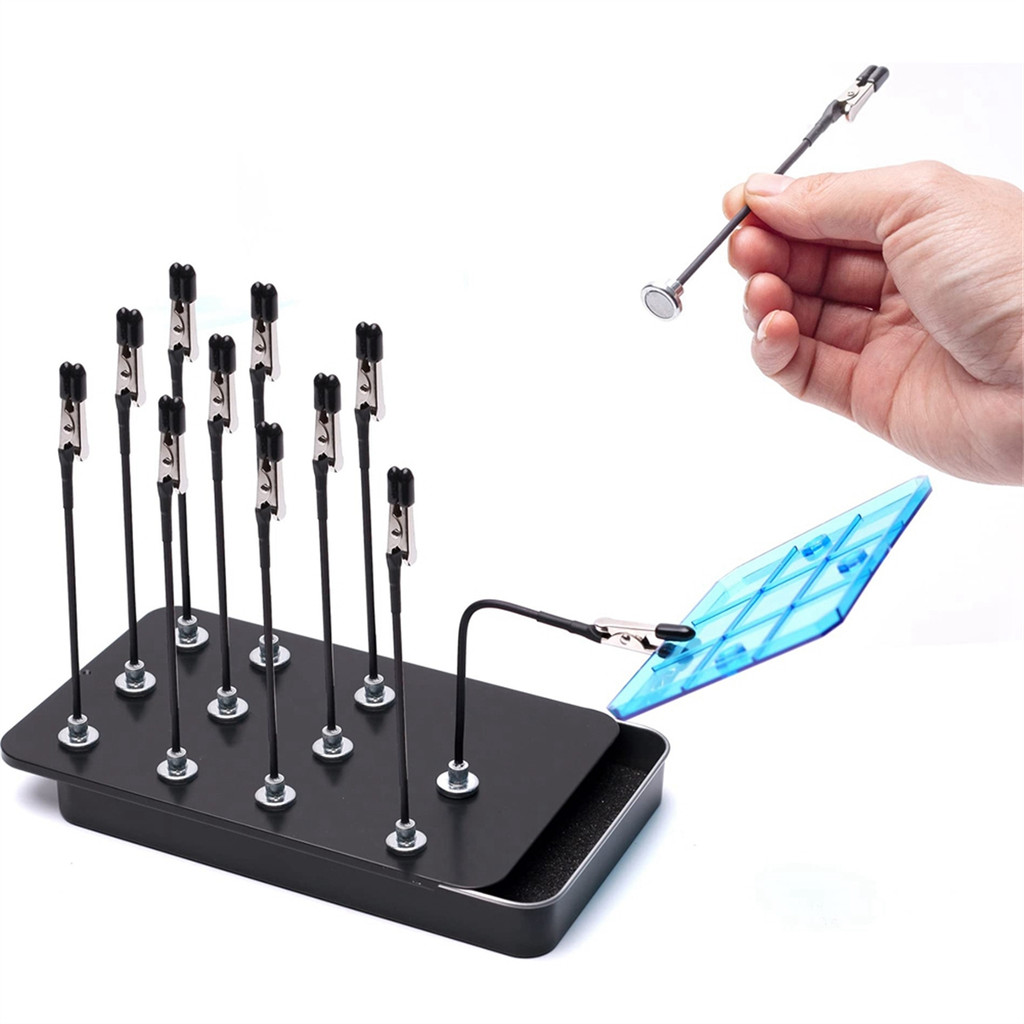 

Model Painting Stand Base Holder and 12PCS Magnetic Bendable Alligator Clip Sticks Set Modeling Tools for Airbrush A005