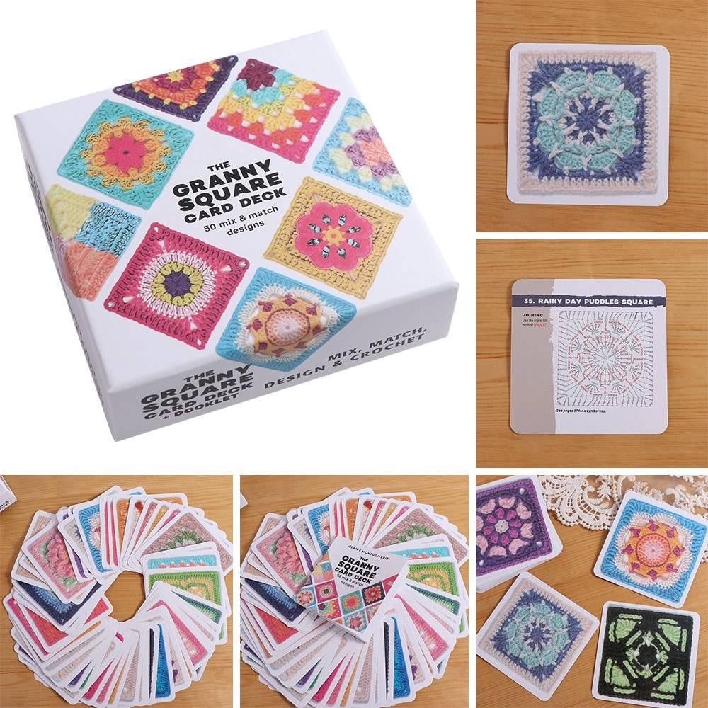 

50pcs/box DIY The Granny Square Card Deck Mix Matchs Designs Handmade DIY Knitted Pattern Card Square Colorful