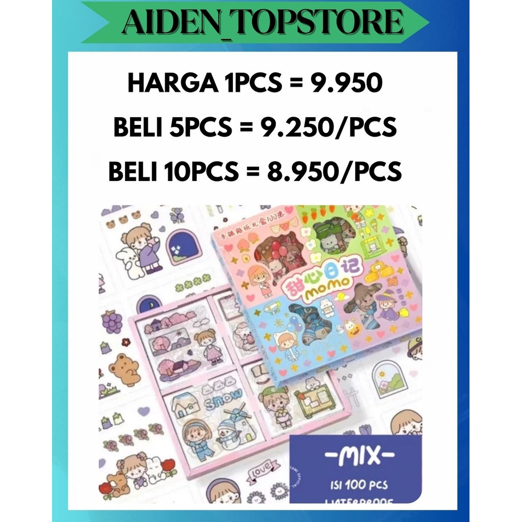 

ATS STICKER LABUBU VIRAL MOMO NONO ISI 100 LEMBAR / BOX WATERPROOF PET STIKER NEW