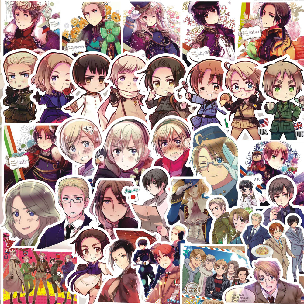 

Hetalia Anime Cartoon Stickers Black and White and Colorful Character Decoration Mobile Phone iPad Water Cup Skateboard Suitcase Graffiti Decals