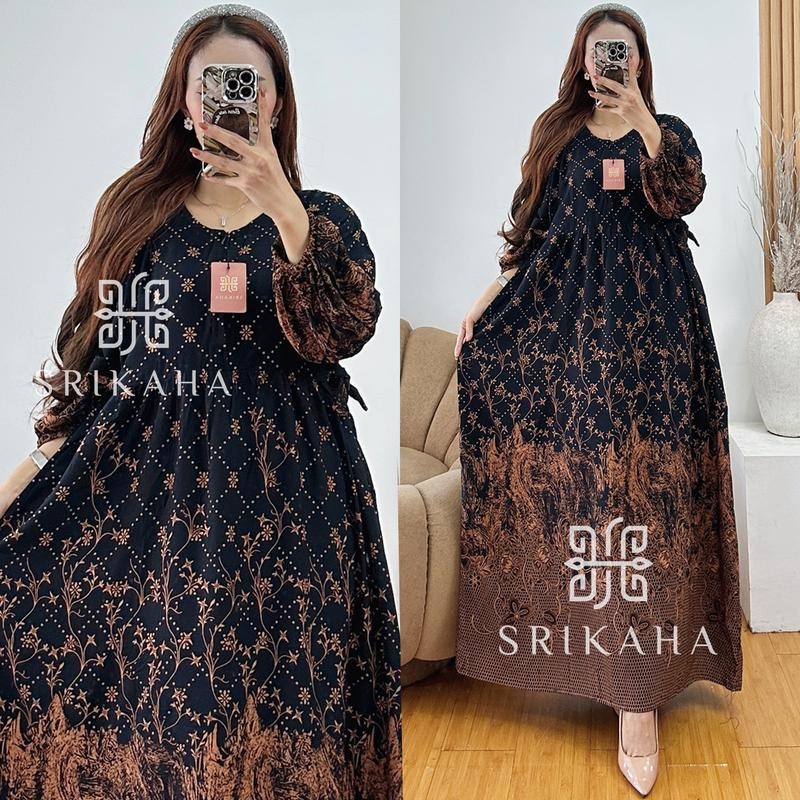 Davina Gamis Chibi Dress Wanita Rayon Tebal Busui Lengan Panjang Homedress Batik Adem Nyaman Bisa Co