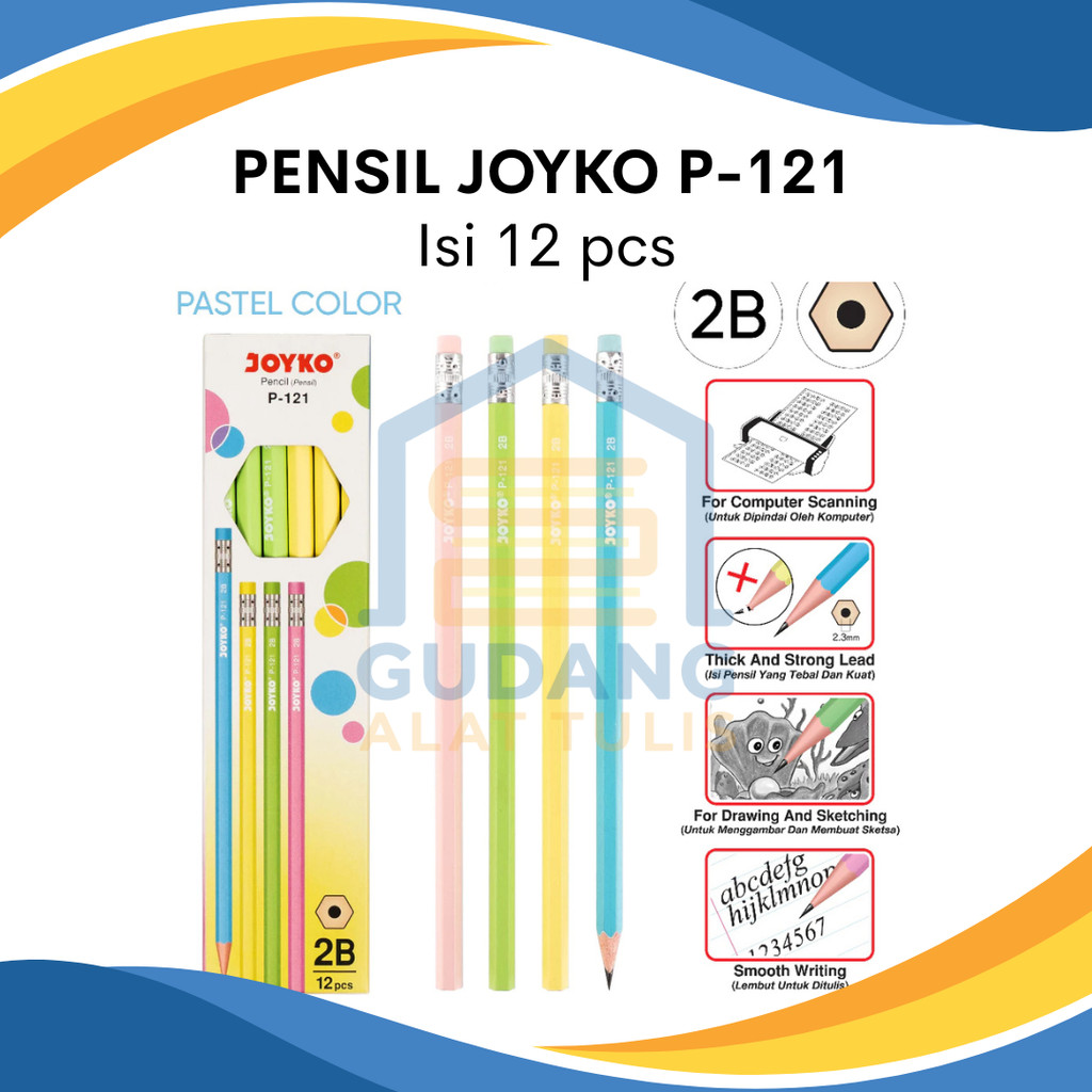 

PENSIL JOYKO 2B P-121 PASTEL PER BOX ISI 12 PCS