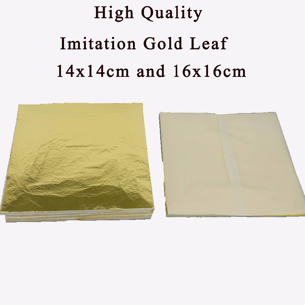 

Bright Color Imitation Gold Leaf Foil Paper 16 x 16 CM 1000 Pieces a Pack Soft Leaf for Gilding Furniture Crafts Paper Gold Leaf