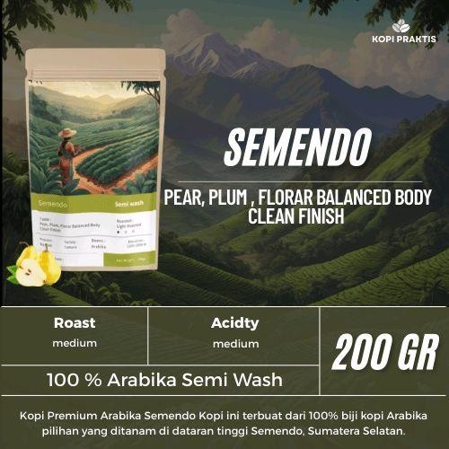 

ROASTED BEANS ARABIKA SEMI WASH SEMENDO 200 GR | BIJI KOPI SANGRAI | Coffee - GILING HALUS