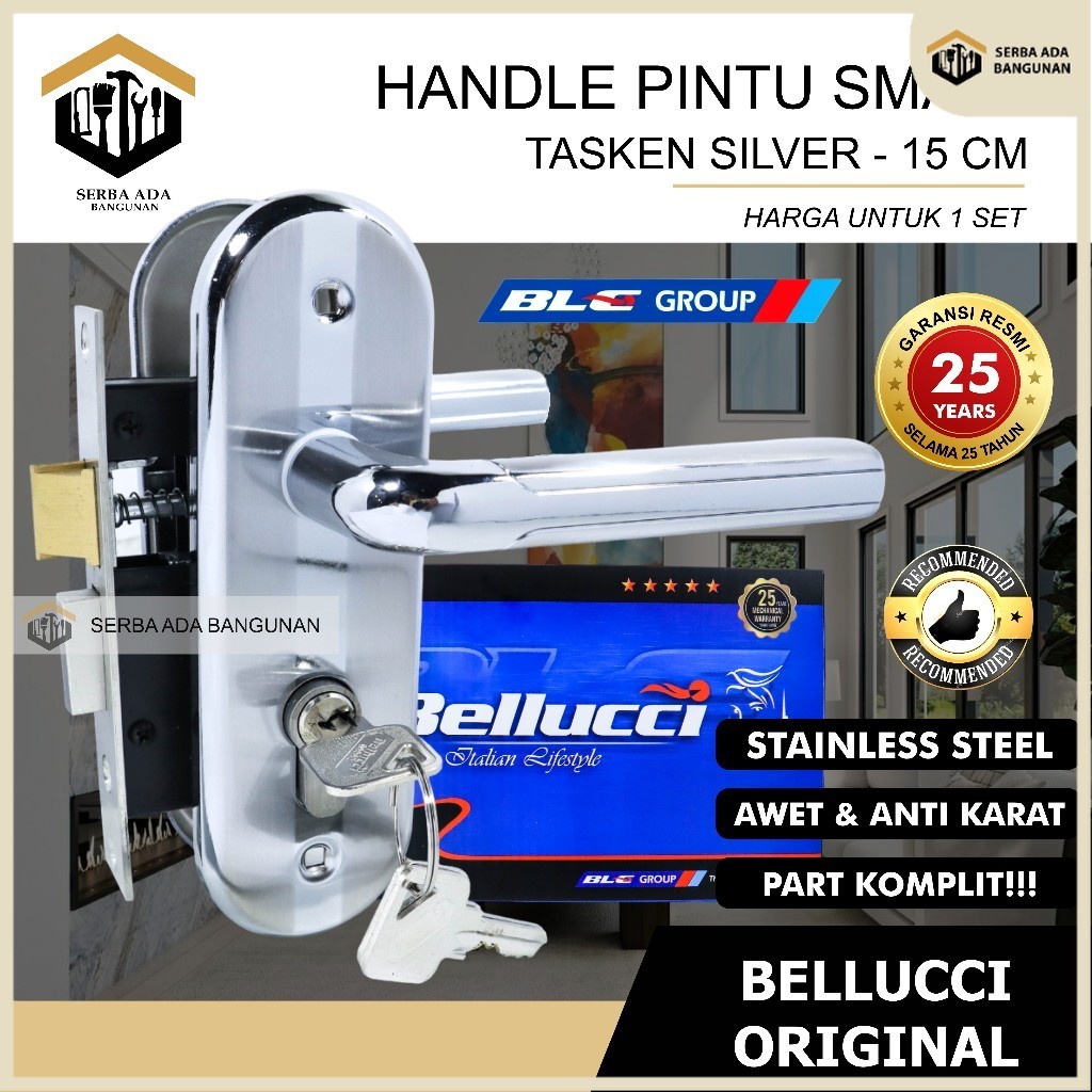 SAB Kunci Pintu small kecil asli Bellucci TASKEN Silver Handle 15 cm Bellucci Handle Stainless / Kun
