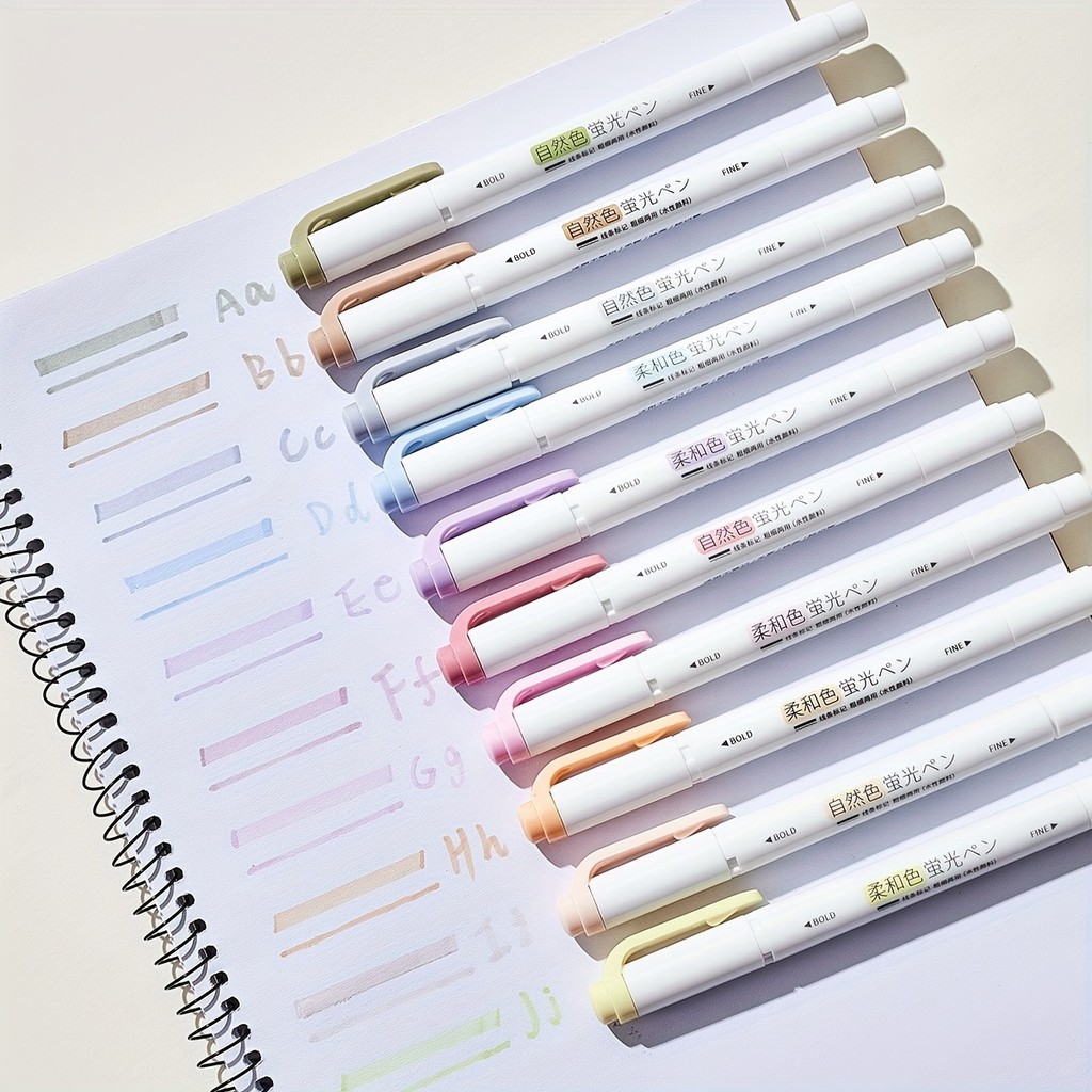 

5 Colors Double Headed Highlighter Pen Set Fluorescent Drawing Markers Highlighters Pens Art Japanese Cute Pastel Stationery