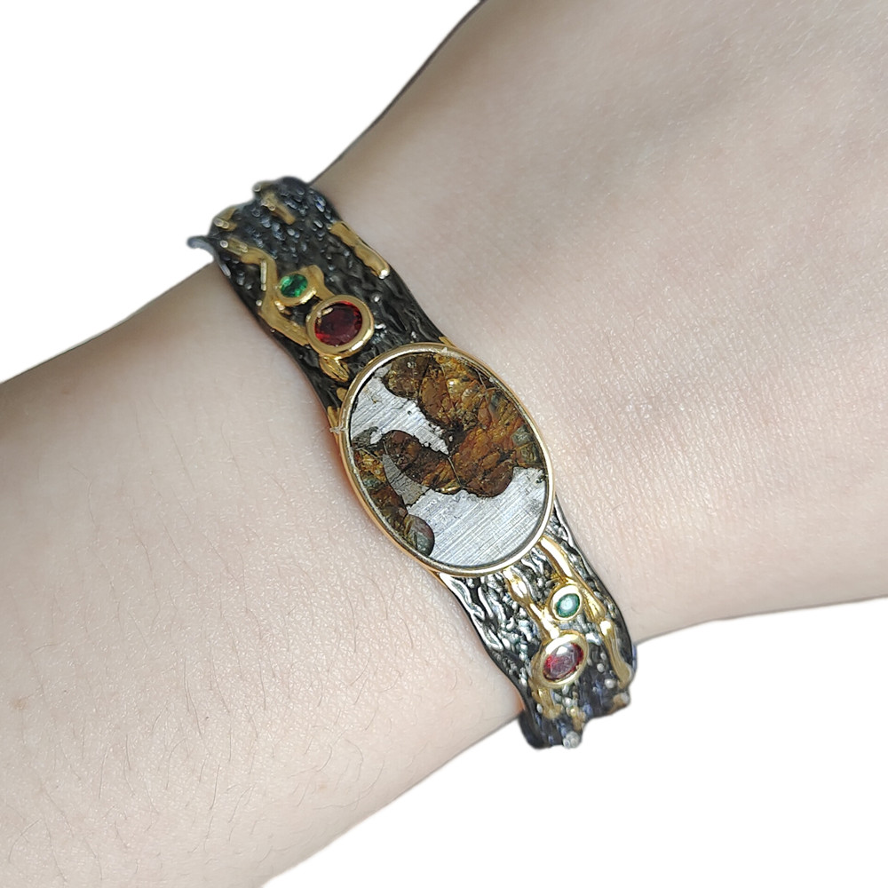 Natural Meteorite Material Brenham Meteorite Bracelet Olive Meteorite Bracelet Jewelry Collection