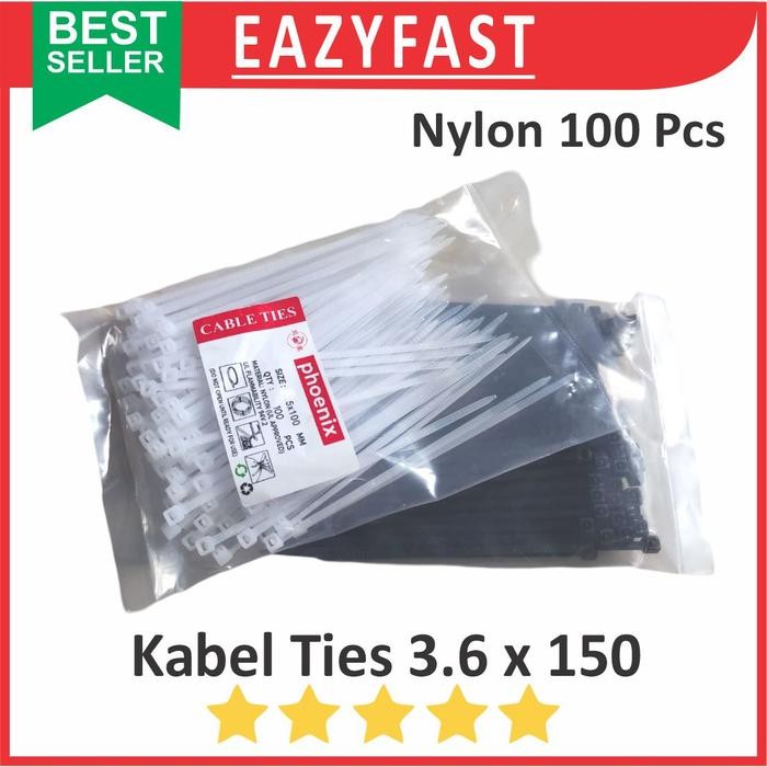 

Cable Ties 3.6x150 Hitam Putih Kabel Tis 3.6 x 150 mm Klip Tali Nylon Tie Lock Pack 150mm 15cm 15 cm