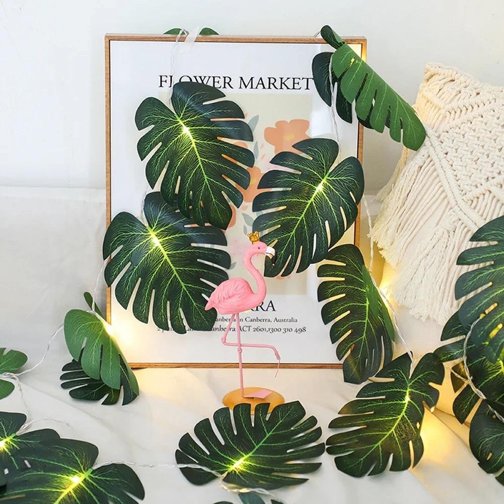 

10/20 Leds Monstera Leaves LED String Lights Artificial Leaf Light 1.5m 3m Hanging Vine Party Garden Christmas Home Decorations