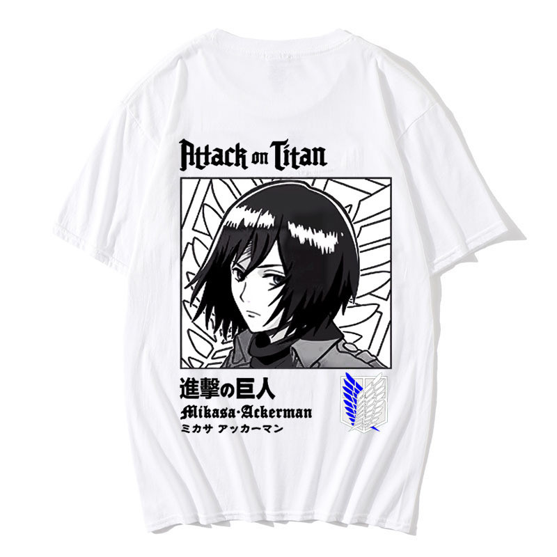 Kaos Katun Lengan Pendek Komik Jepang Attack on Titan Unisex
