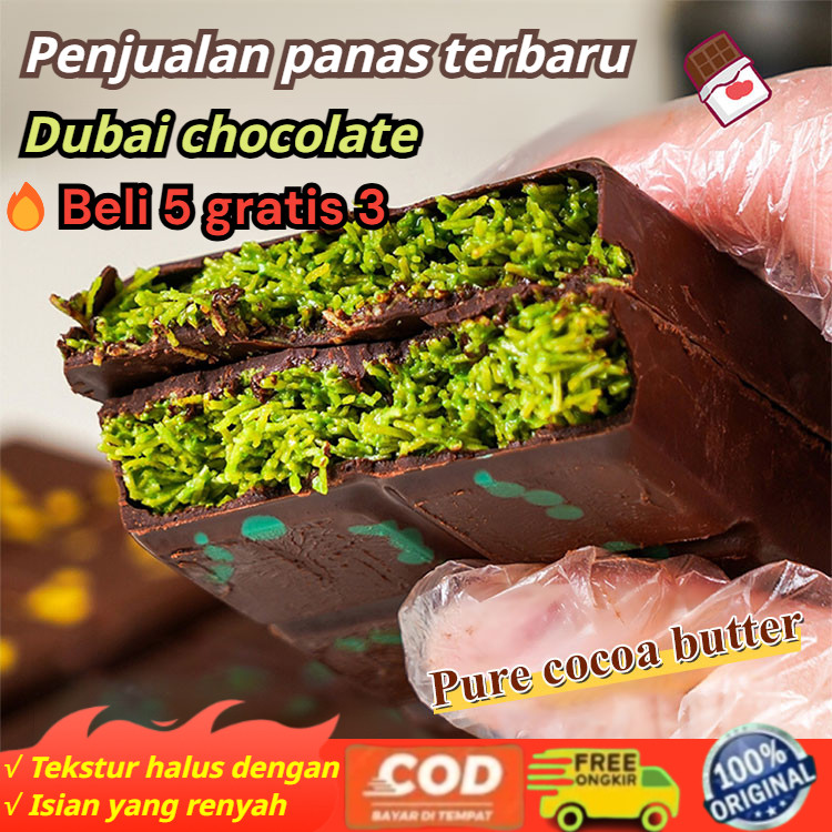 

️Beli 3 gratis 2️【】Dubai cokelat Batangan Cokelat Halal dengan Kulit Krispi dan Pistachio Cokelat Belgia Berkualitas Tinggi Cokelat Isi Pistachio Cokelat Tanpa Aditif/Tanpa Lemak Trans