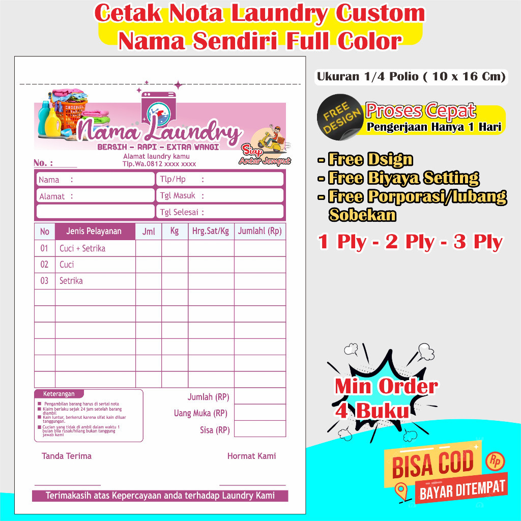 

nota laundry custom nama nota laundry 2 rangkap nota laundry 3 rangkap nota laundry 2 play