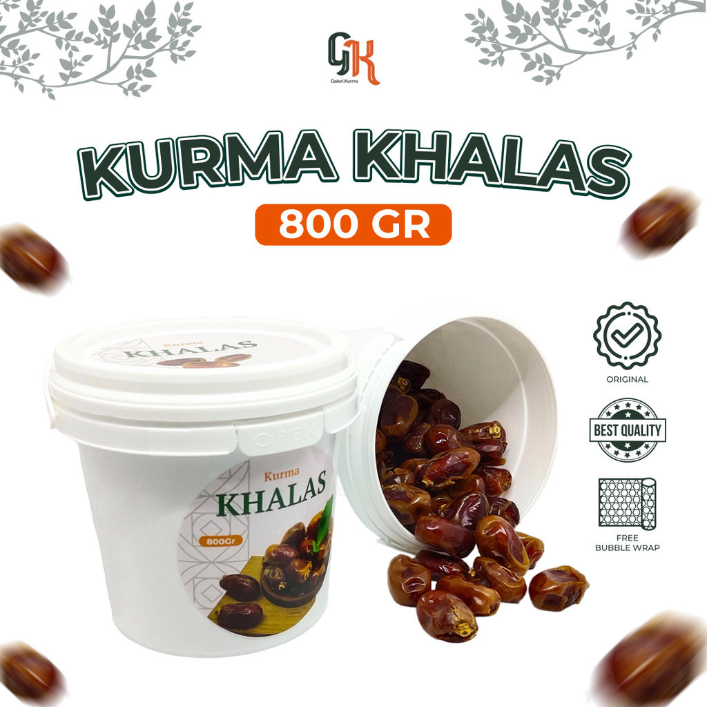 

Kurma Khalas Kemasan Ember 800 Gr / Kurma Khalas Date Crown / Kurma Khalas Saad Premium