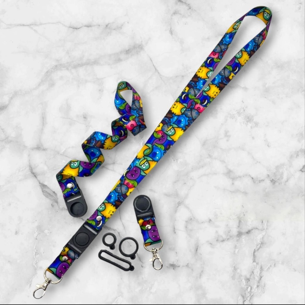 

Lanyard Gantungan Bonus 3 Karet Motif DOODLE DUCK Full Print Bolak Balik