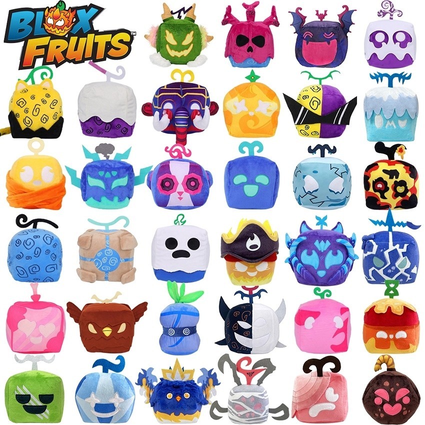 GC64TE 【Ready】Blox Fruits Anime Game Plush Toy Fruit Leopard Pattern Box Plush Toy Soft Stuffed Frui