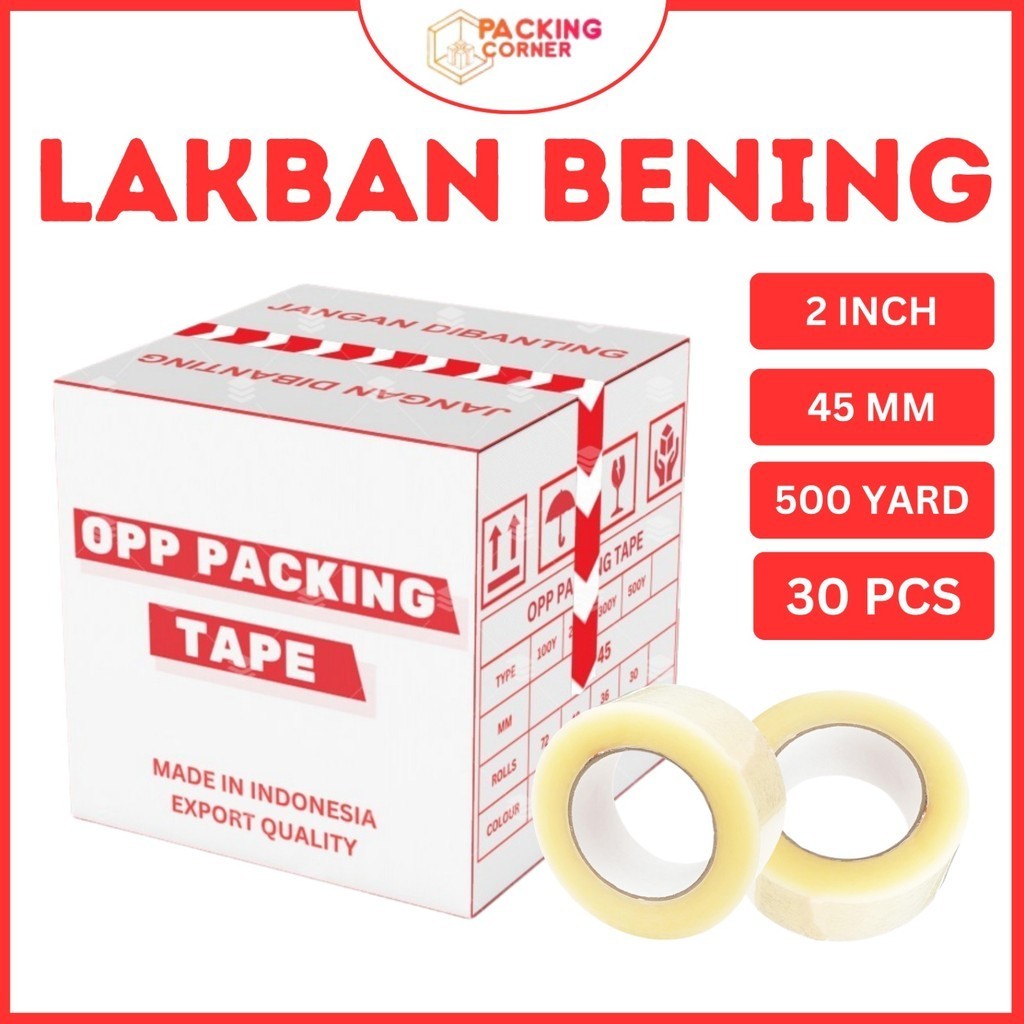 

1 DUS ISI 30 - Lakban Bening 45MM x 500 Yard Plakban 2 Inch 500 Yard 48mm 1DUS