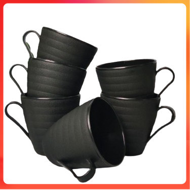 Cangkir Lusinan isi 12 pcs Gelas Cangkir Kopi Jadul Kecil Hitam set 12 pcs Cangkir plastik ulir