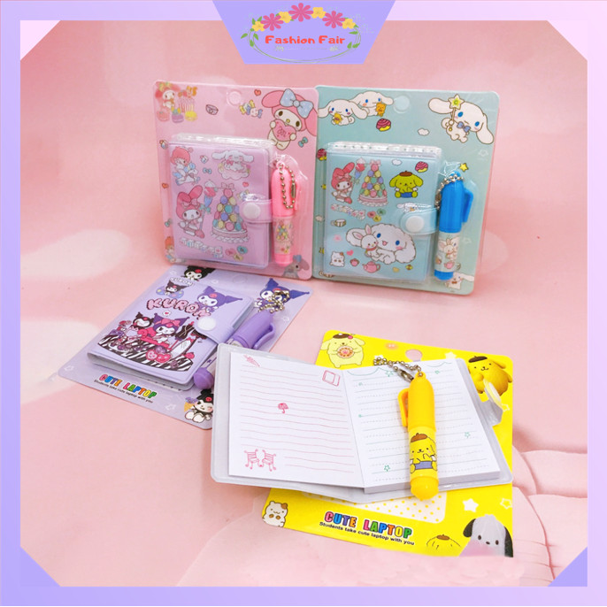 

FASHION FAIR S6146 Buku Diary Kancing Sanrio / Cute Mini Note Book 2 in 1 / Set Memo Diary Motif Sanrio / Mini Klip Note Book and Pen