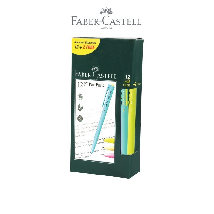 

promo ✨ -Faber-Castell Ballpoint Pen P7 Pastel 0,7 Black Ink 12 Pcs Free 2