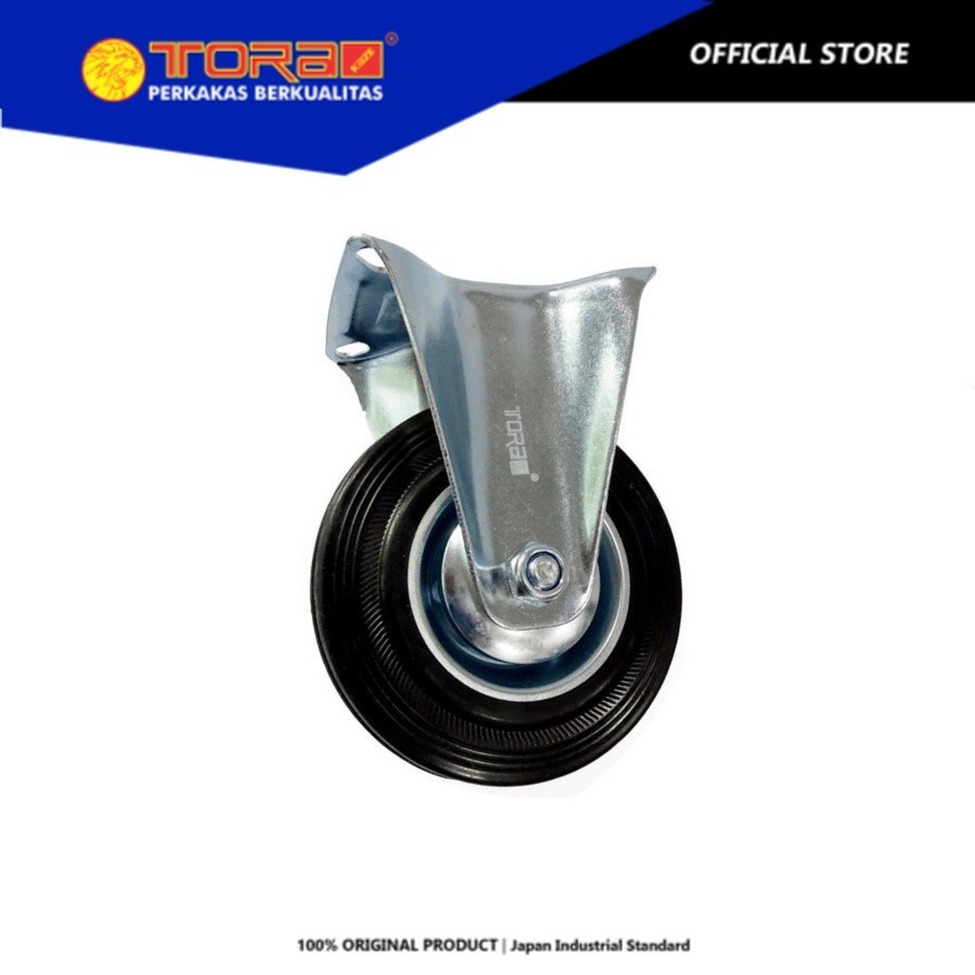TORA Roda Kastor Karet 8 Inch Mati - Black Rubber Rigid - Roda Caster troli Furniture Troly Etalase