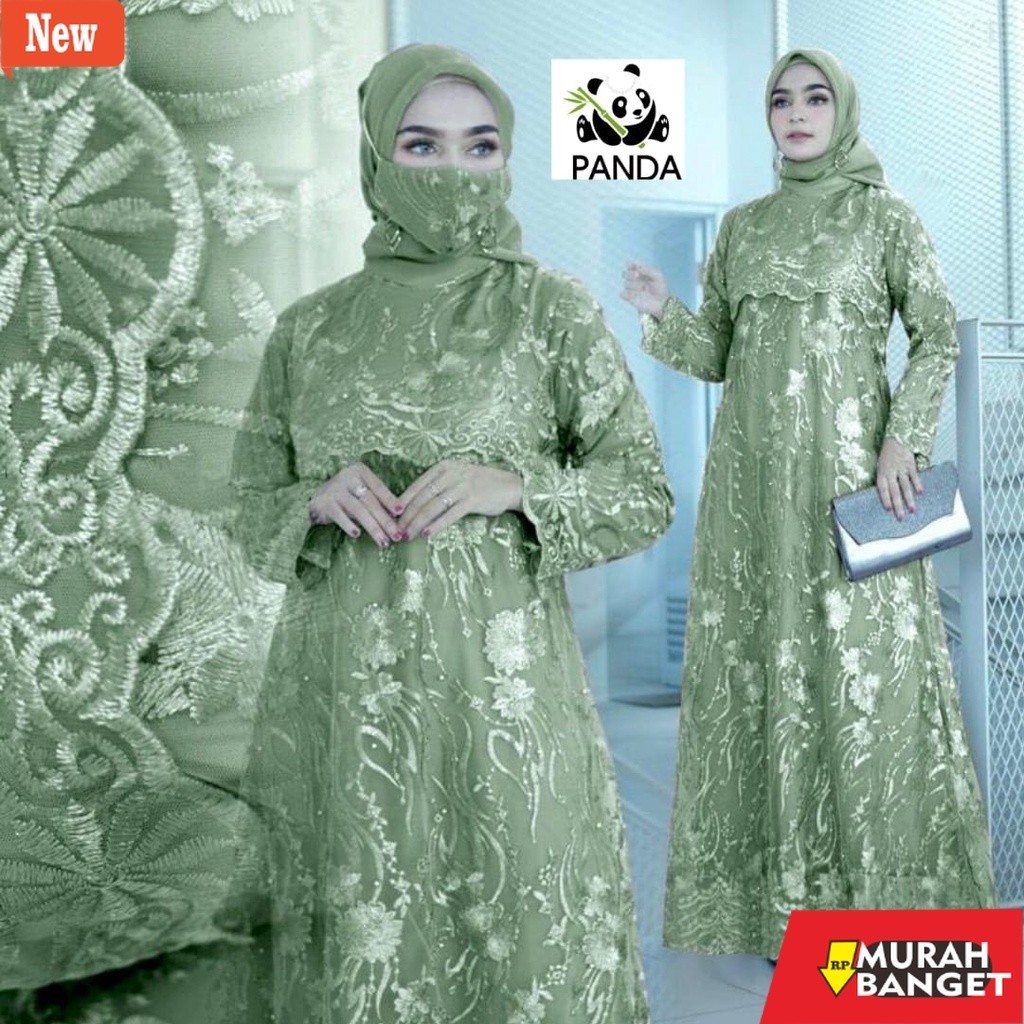 gamis kekinian tahun 2024 GAMIS MAXI SHANIA FREE MASKER/TILE BRUKAT MUTIARA/GAMIS PESTA/DRESS KONDAN