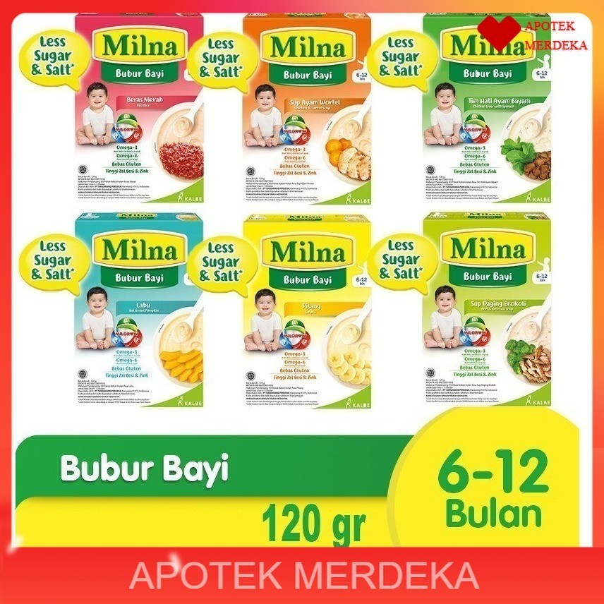 MILNA Bubur Bayi 6+ 120 gr usia 6-12 Bulan / Makanan Bayi Milna Bubur Bayi 6 Plus Bubur Mpasi Instan