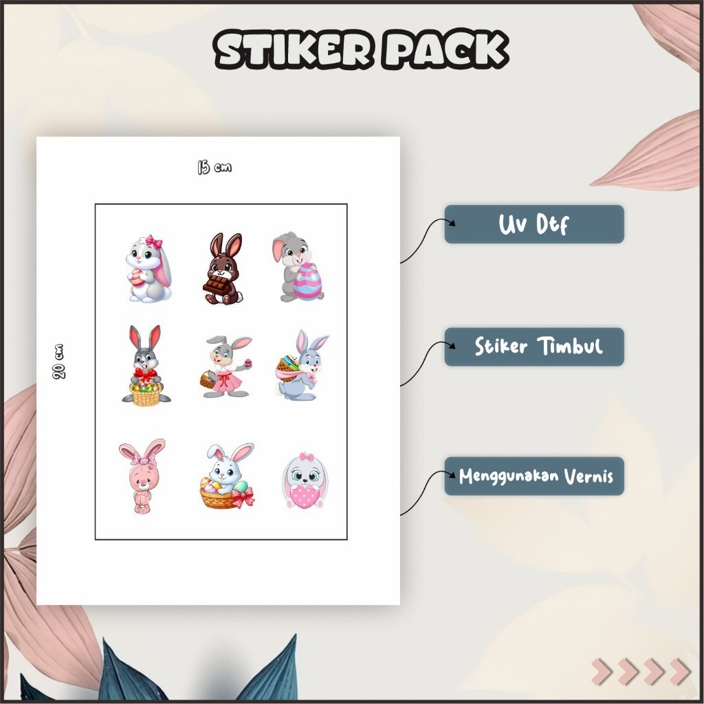

Stiker Timbul UV DTF Tempel Laptop Hape Helm Kulkas Koper Cermin Karakter Kelinci Pink Ungu P60