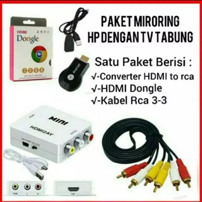 PAKET MIRRORING HP / PAKET HDMI DONGLE DENGAN TV TABUNG
