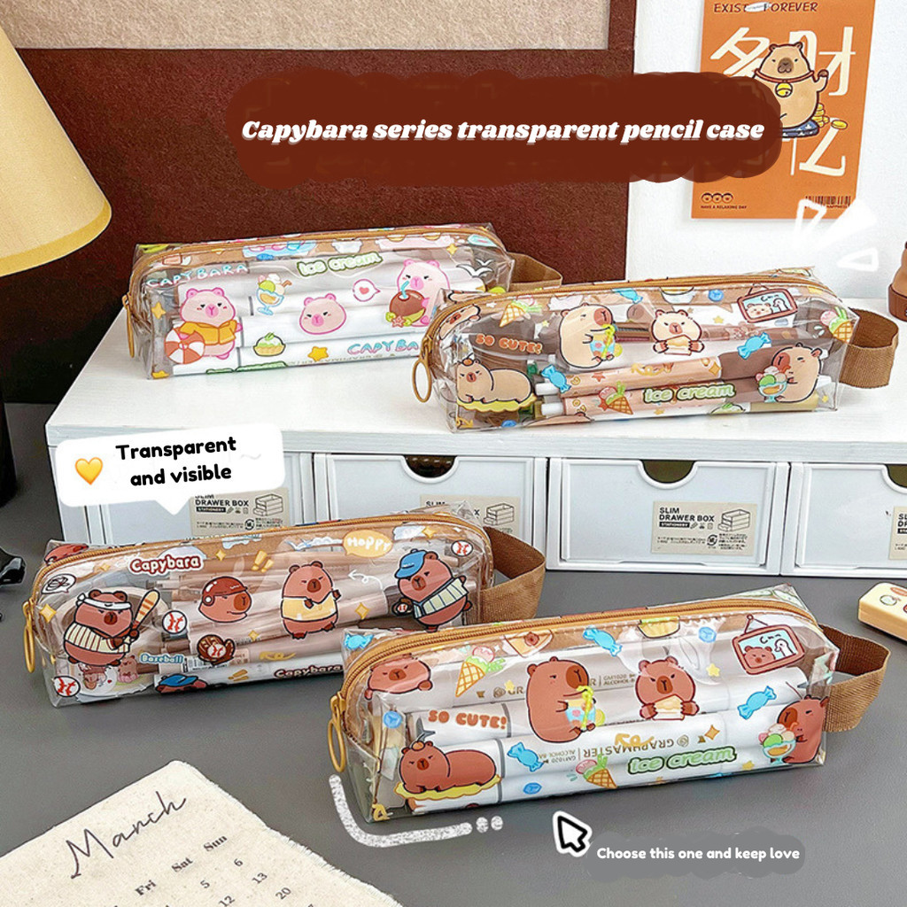 

[HARU] Capybara Series Transparent Pencil Case Back to School Kotak Pensil Transparan Tempat Penyimpanan Kotak