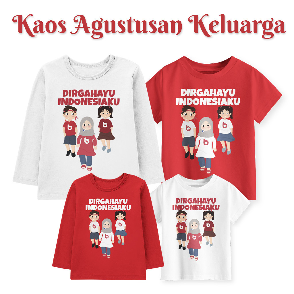 Kaos Couple Family Agustusan Anak Dan Dewasa Motif Balap Kelereng Warna Merah Putih// PROMO BIGSALE 