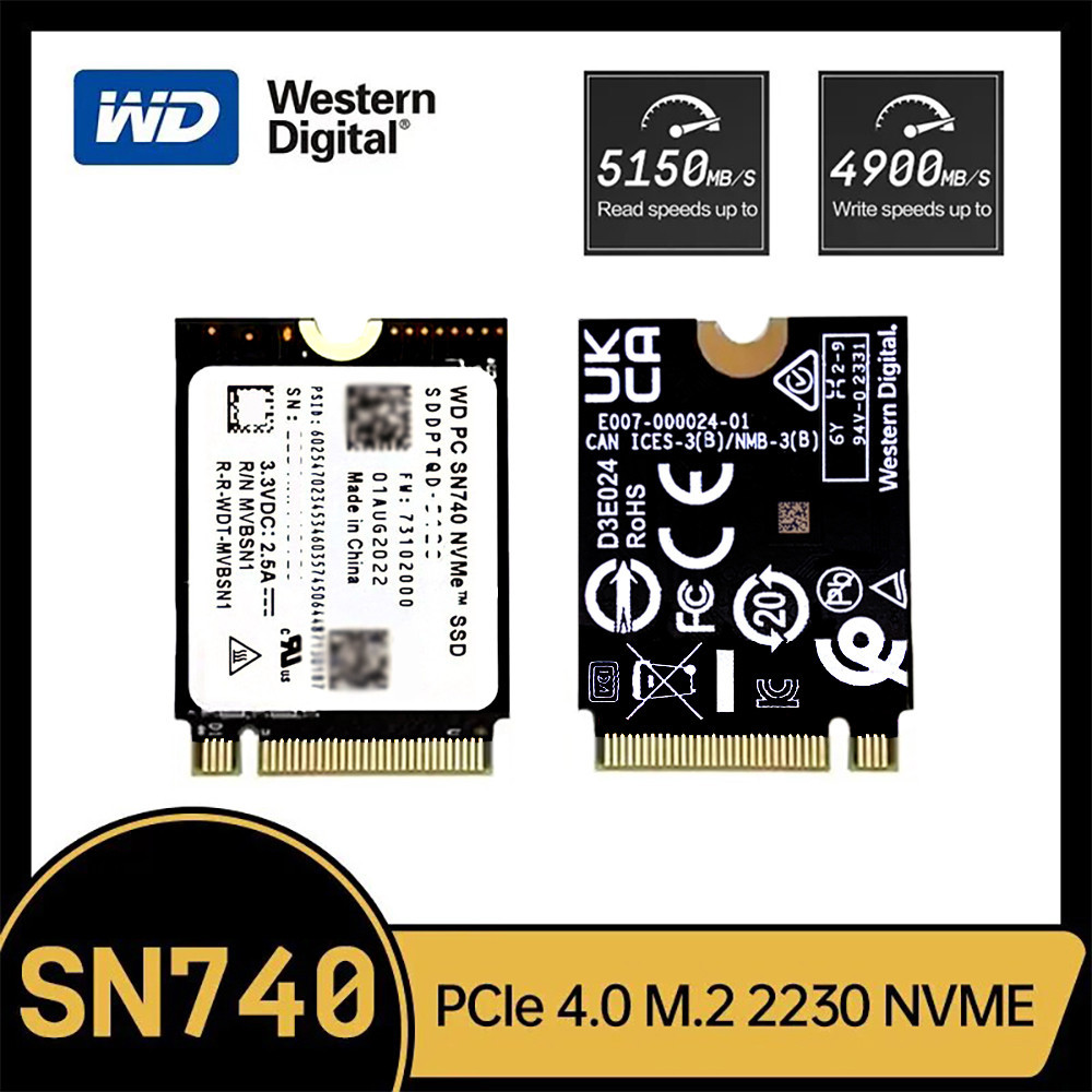 Western Digital WD SN740 1TB 2TB SSD M.2 2230 Gen4 PCIe 4.0 X4 NVMe Solid State Drive for Steam Deck