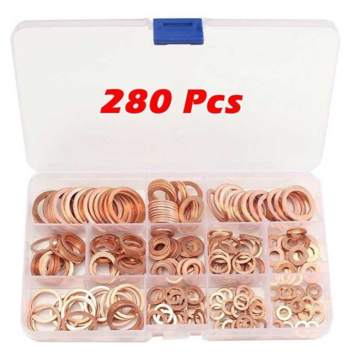 

KGRD Ring Baut Gasket Bolt and Nut Flat Ring Tembaga M5-M20 280 PCS LT22NS