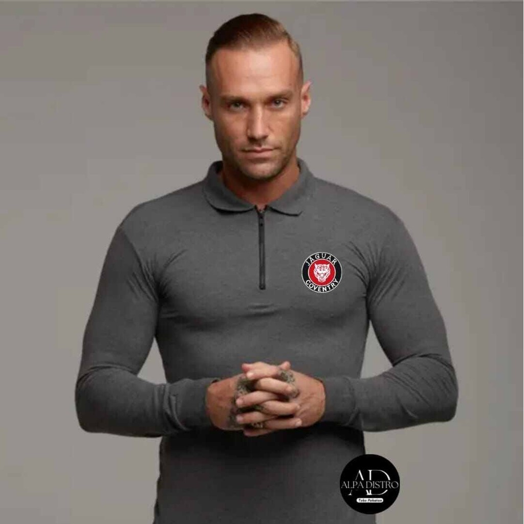 Baju Kaos kerah pria lengan panjang / kaos polos pria dewasa / Baju stelan pria terbaru