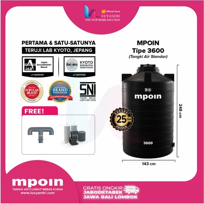 Toren Air 3600 L MPOIN 3600 Wave Tangki Air Tandon Tanki Mpoin Plus