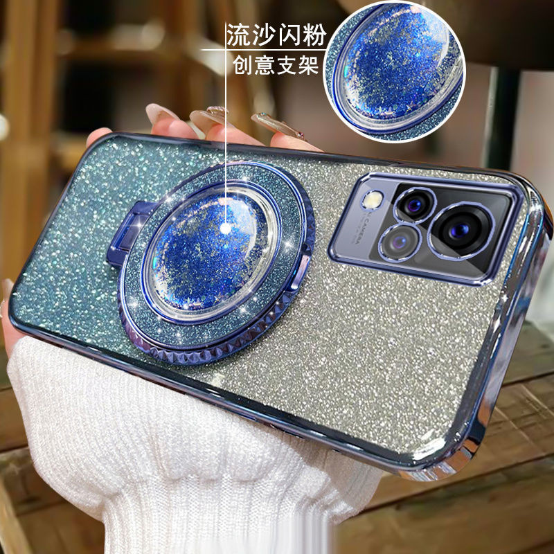 For Vivo V21   Vivo V21e 4G   V20 SE   Vivo Y73 case Casing Telepon Dudukan Jam Pasir Cair Quicksand