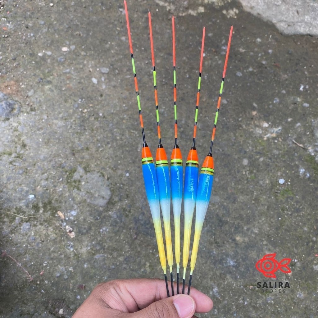 Pelampung Anti Badai Fiber Premium Biru Kuning | Pelampung Pancing Ikan Grosir | Panjang 26cm