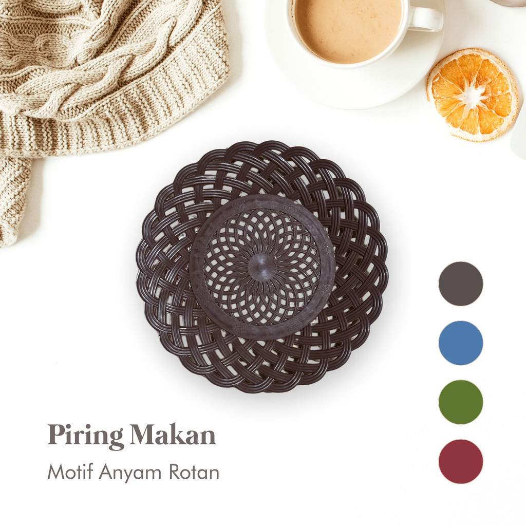 Piring Rotan Anyam Plastik TEBAL Murah ANTI LETOY / Piring Tatak Prasmanan