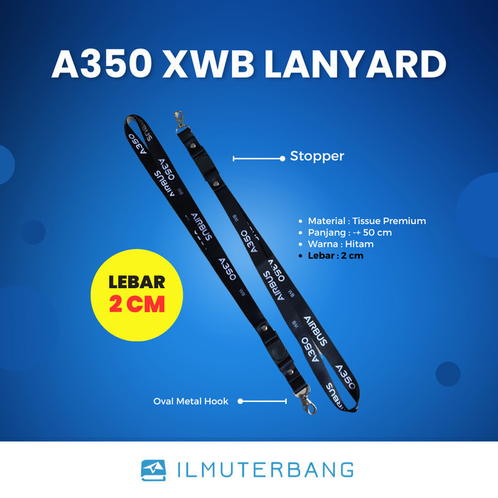 

Lanyard / Tali ID Card A350 XWB Premium Lebar 2 cm Ilmuterbang Hitam