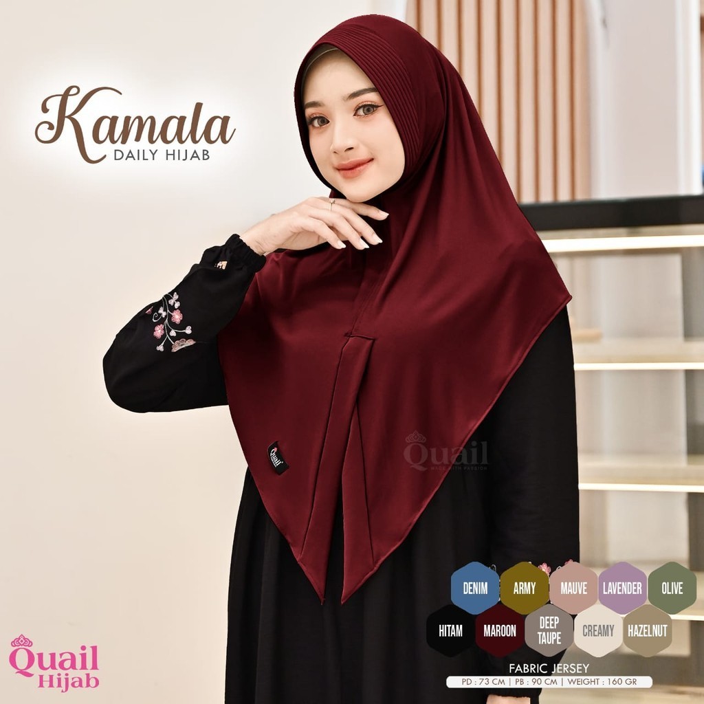 Kamala Khimar Jilbab Original Quail Hijab Wanita Jersey Abbasyhijab.id