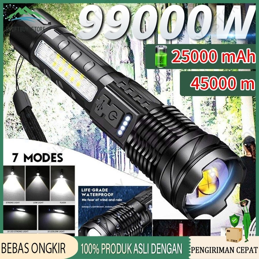 Senter Swat Police Terbaik / zoom 7 mode cahaya senter/Senter Led Rechargeable /Senter led a76 jarak