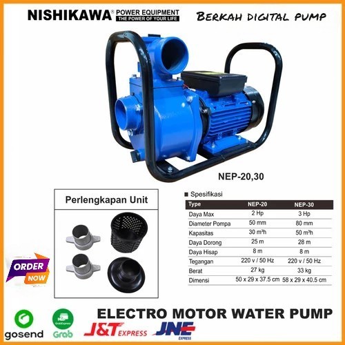 Pompa Air Alkon 3 Inch Listrik Nishikawa NEP-30 Electric Water Pump