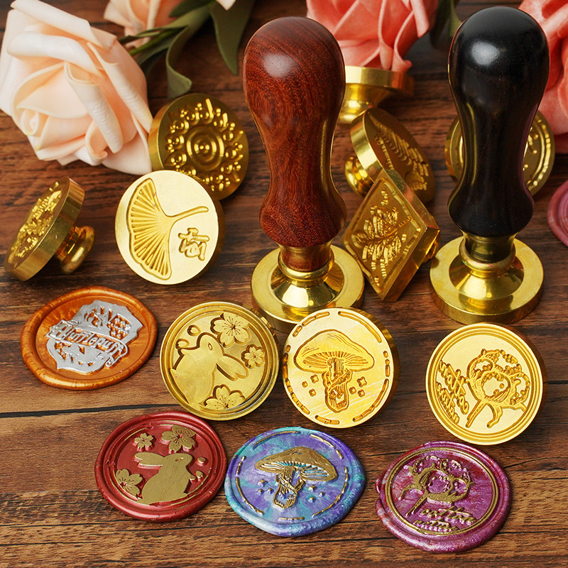 

Custom logo Sealing Wax Tablet Set Copper Mold Seal Stamp for Wedding Decorative Invitation Sealing Wooden Sealing Scrapbooking