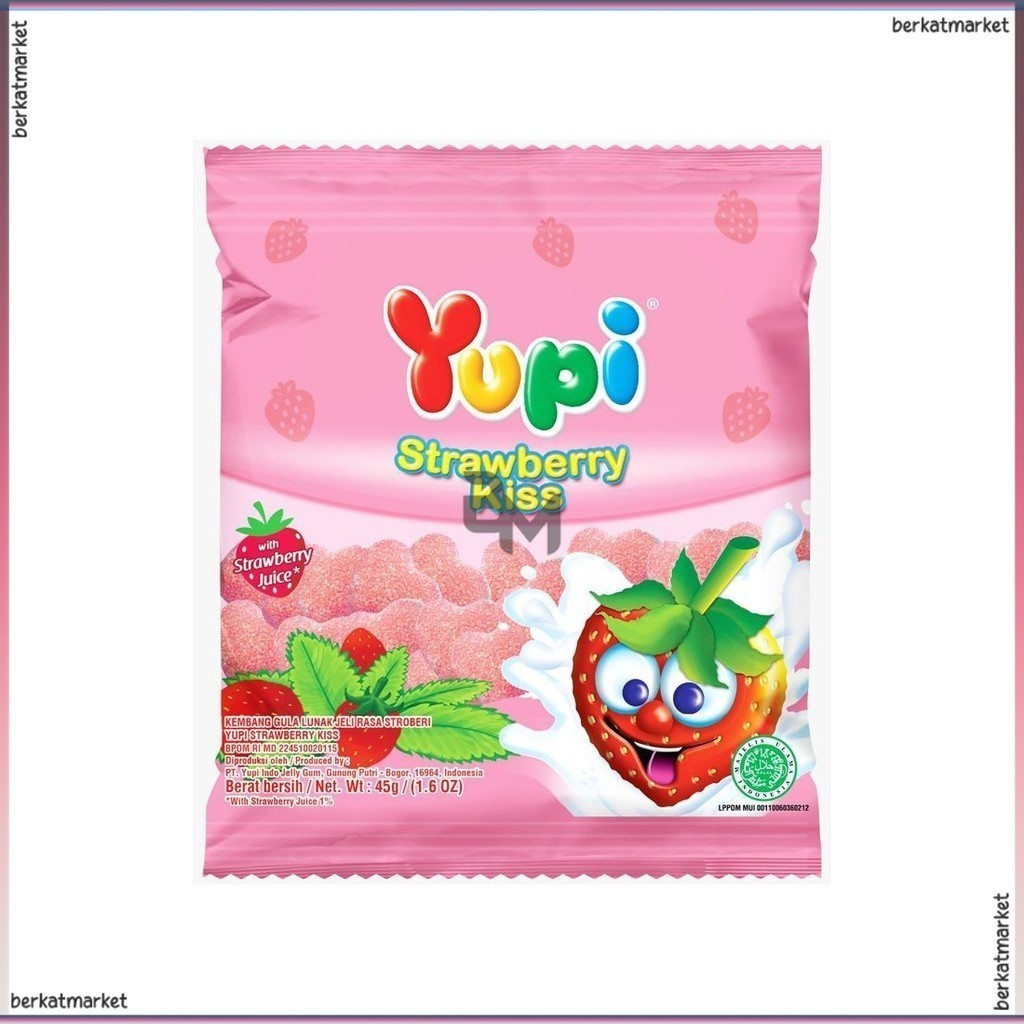 

SOFT CANDY YUPI STRAWBERRY KISS HANGING BAG 110G PERMEN YUPI