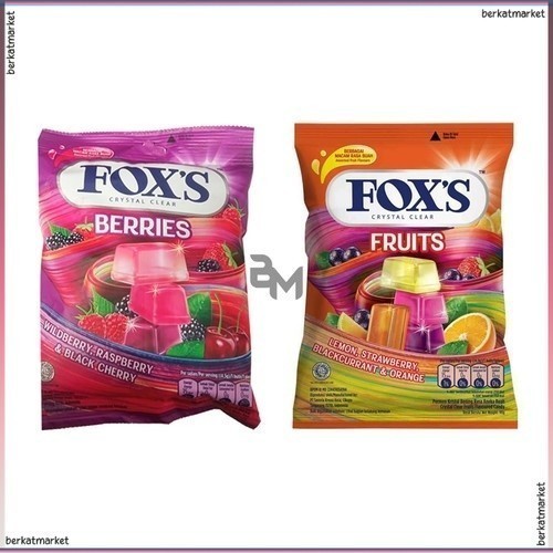 

CANDY FOX'S CANDY CRYSTAL CLEAR FRUITS BERRIES 90G BAG PERMEN FOX CRYSTAL