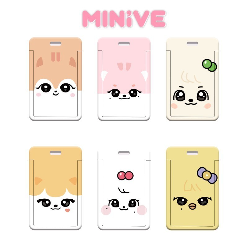KPOP MINIV Bus Card Holder Pendant Student ID Card Pushable Sleeve Keychain WonYoung YuJin LIZ Carto