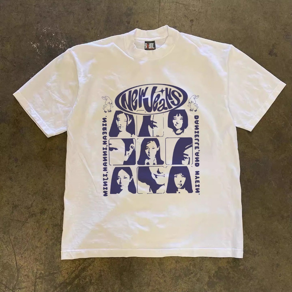 YANISRORE | JJ.STORE Korea Style T-shirt Oversize New Jeans Band | Kaos Wanita Puith | Kaos pria dan