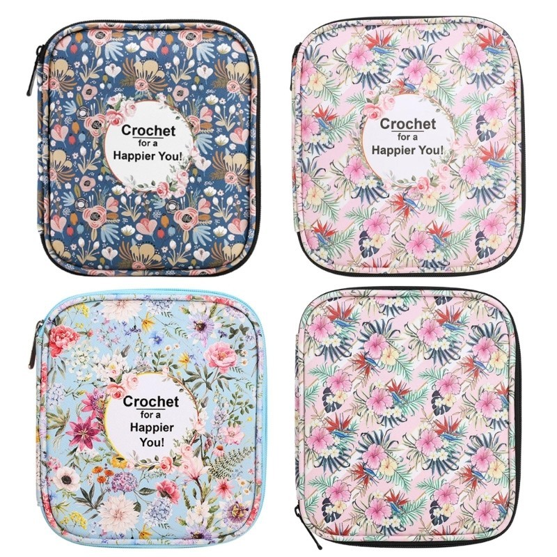 

Organizers Zipper Bag with Web Pocket & Crochet Holder Slots Empty Crochet Case