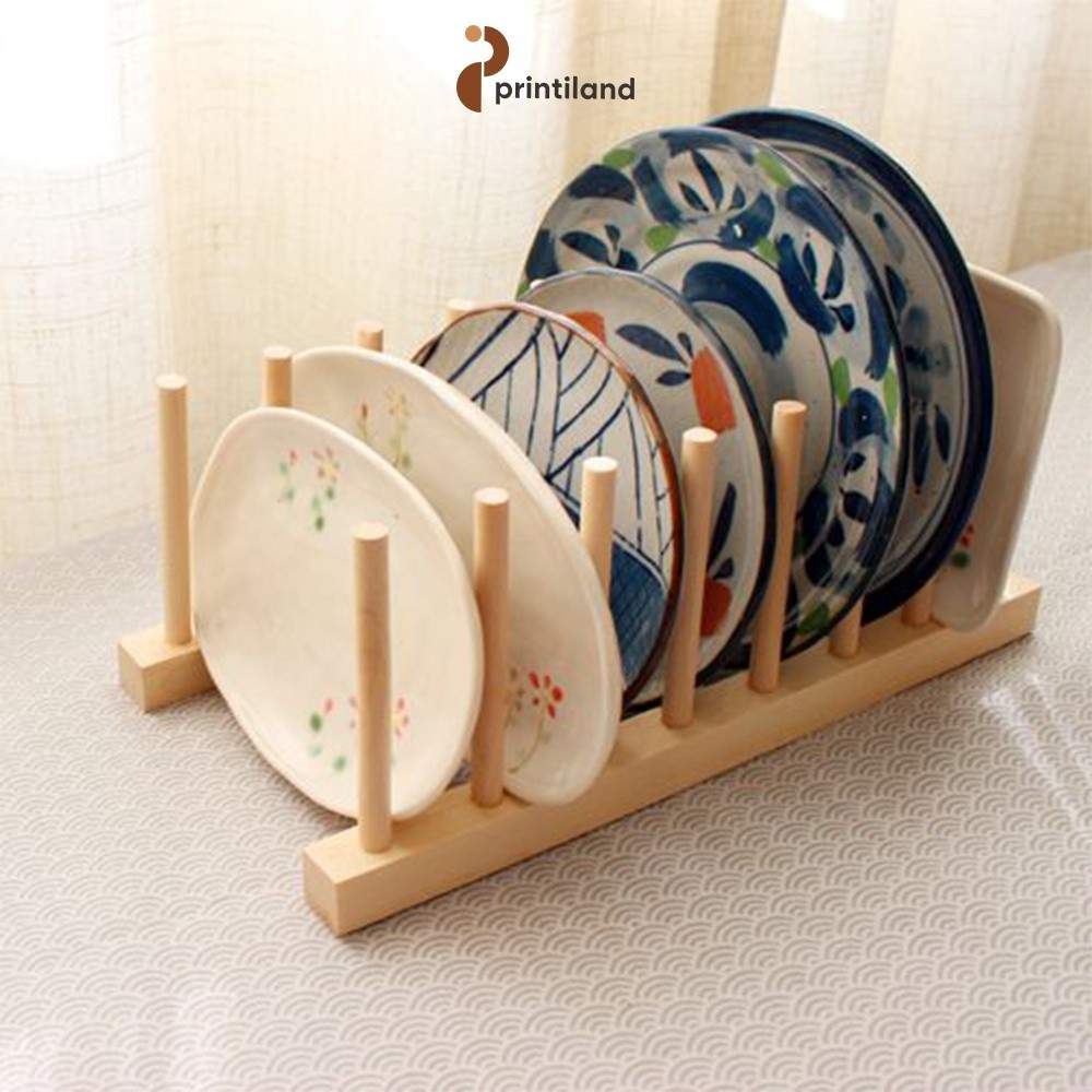 Printiland Rak Piring Aesthetic Kayu Jati Belanda Minimalis - KD001
