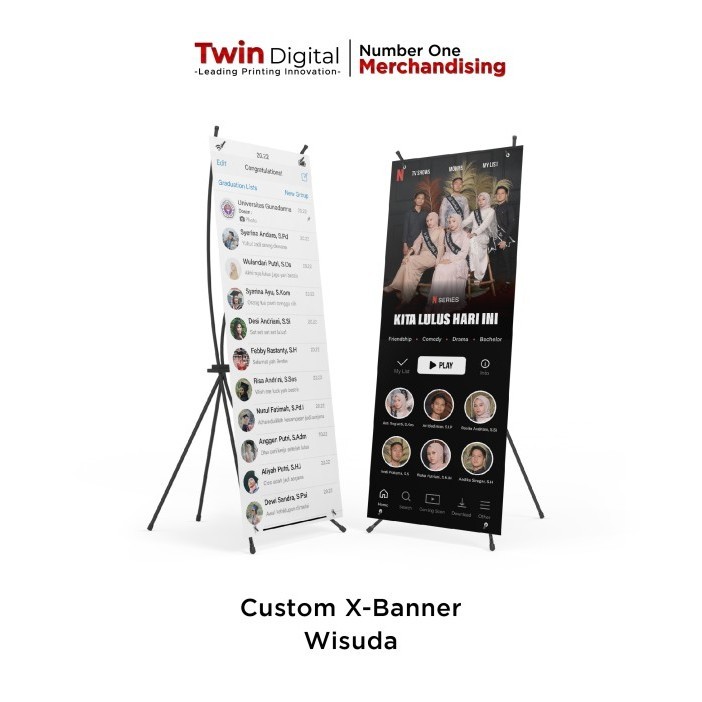 Custom X Banner Wisuda Graduation Sidang - Standing Spanduk Kelulusan